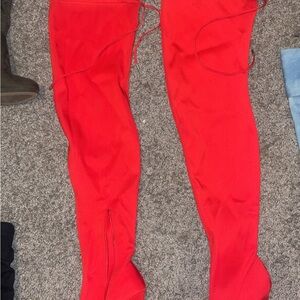 Fashion Nova Red Heeled Boots